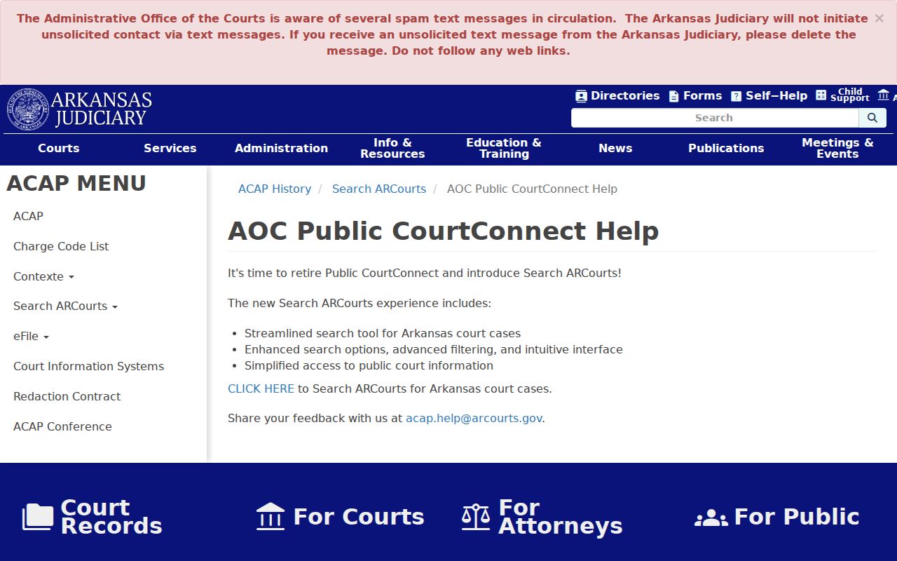 Little Rock resident lookup Search ARCourts help screen